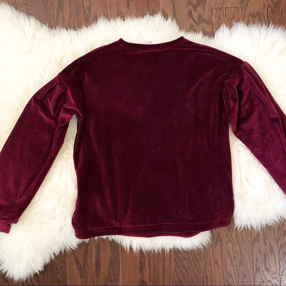 a new day Maroon Long Sleeve Velour/Velvet Sweater Top Size Small - Picture 4 of 4